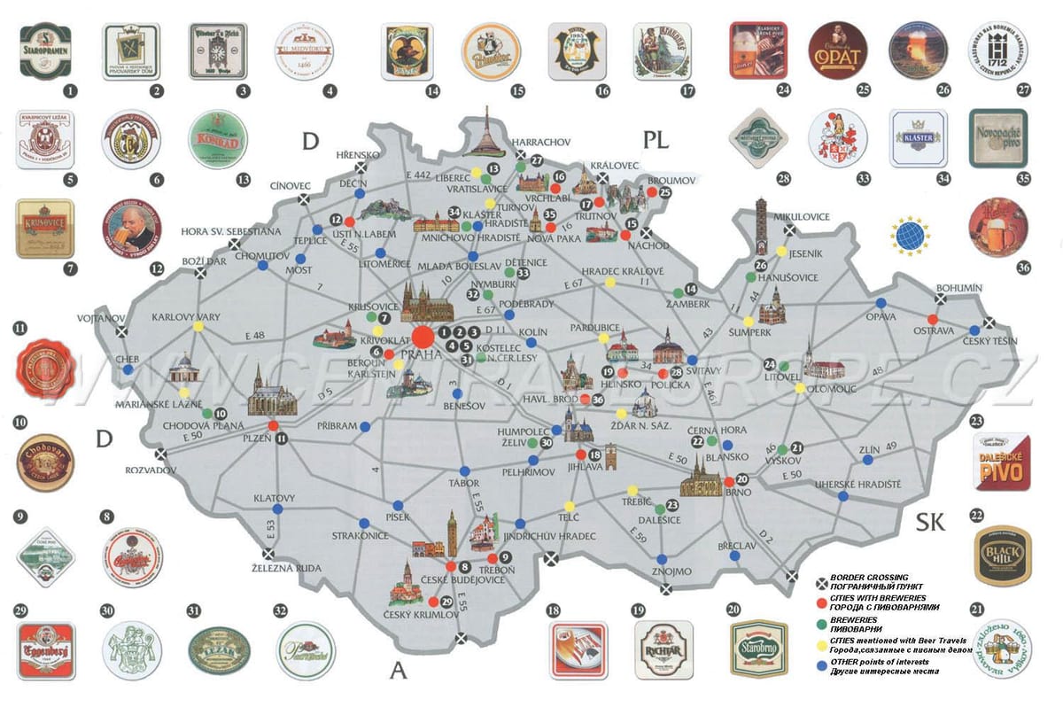 de la bière de la carte de prague