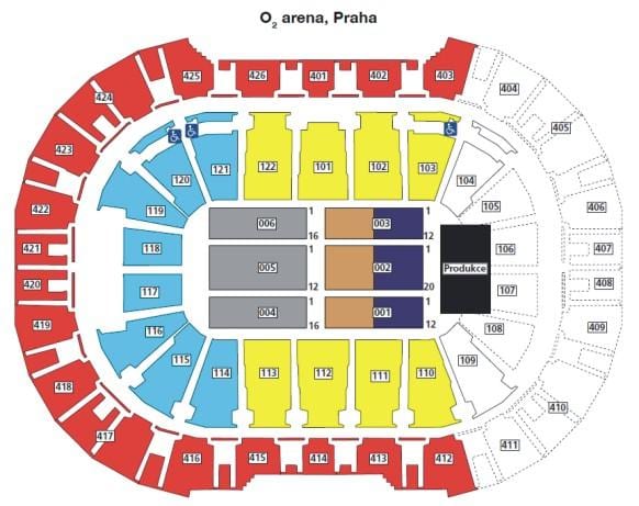 carte de l'o2 arena de prague