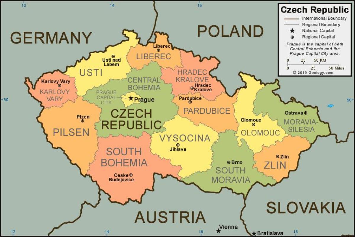 La Carte De Prague Et Dans Les Pays Environnants 