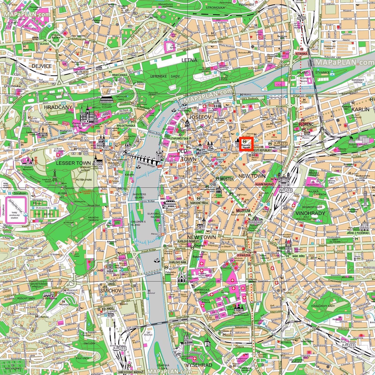carte de la place de la république prague