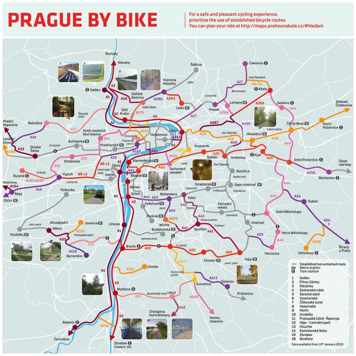 la carte de prague à vélo
