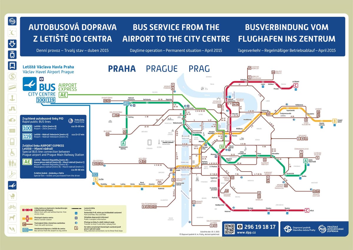 la carte de prague, plan de métro de l'aéroport