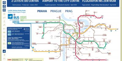 La carte de prague, plan de métro de l'aéroport